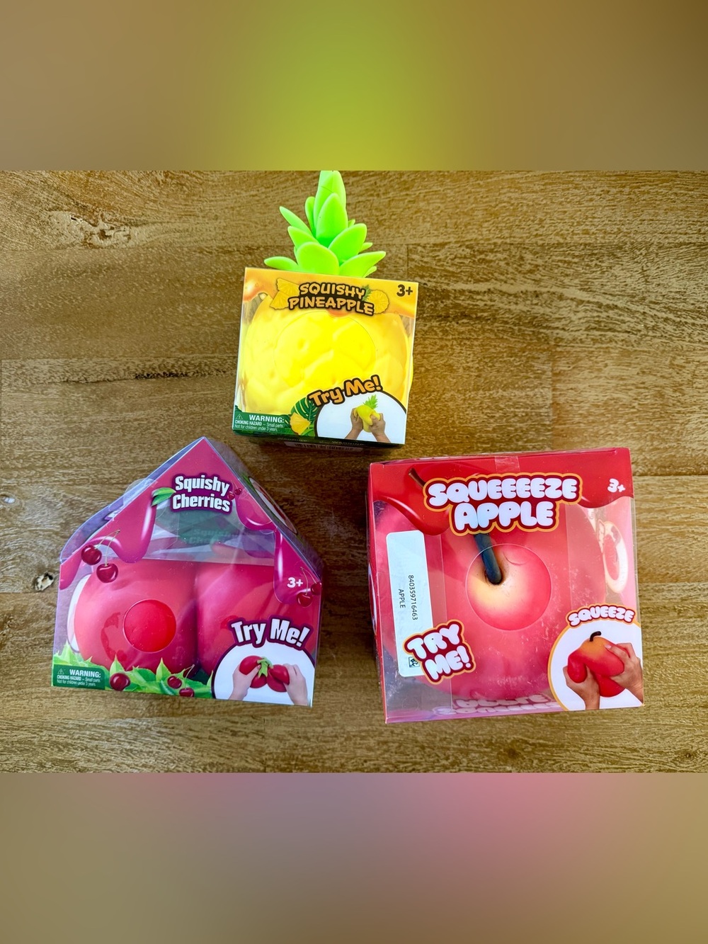 Squishy Fruit Trio 🍒🍍🍎